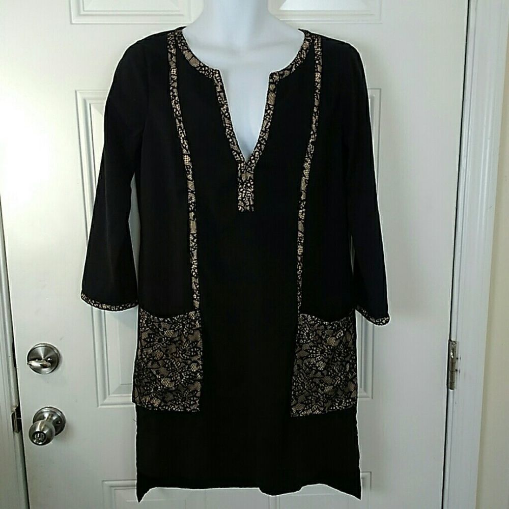 BCBGMaxAzria Black Wibby Tunic Shirt Dress